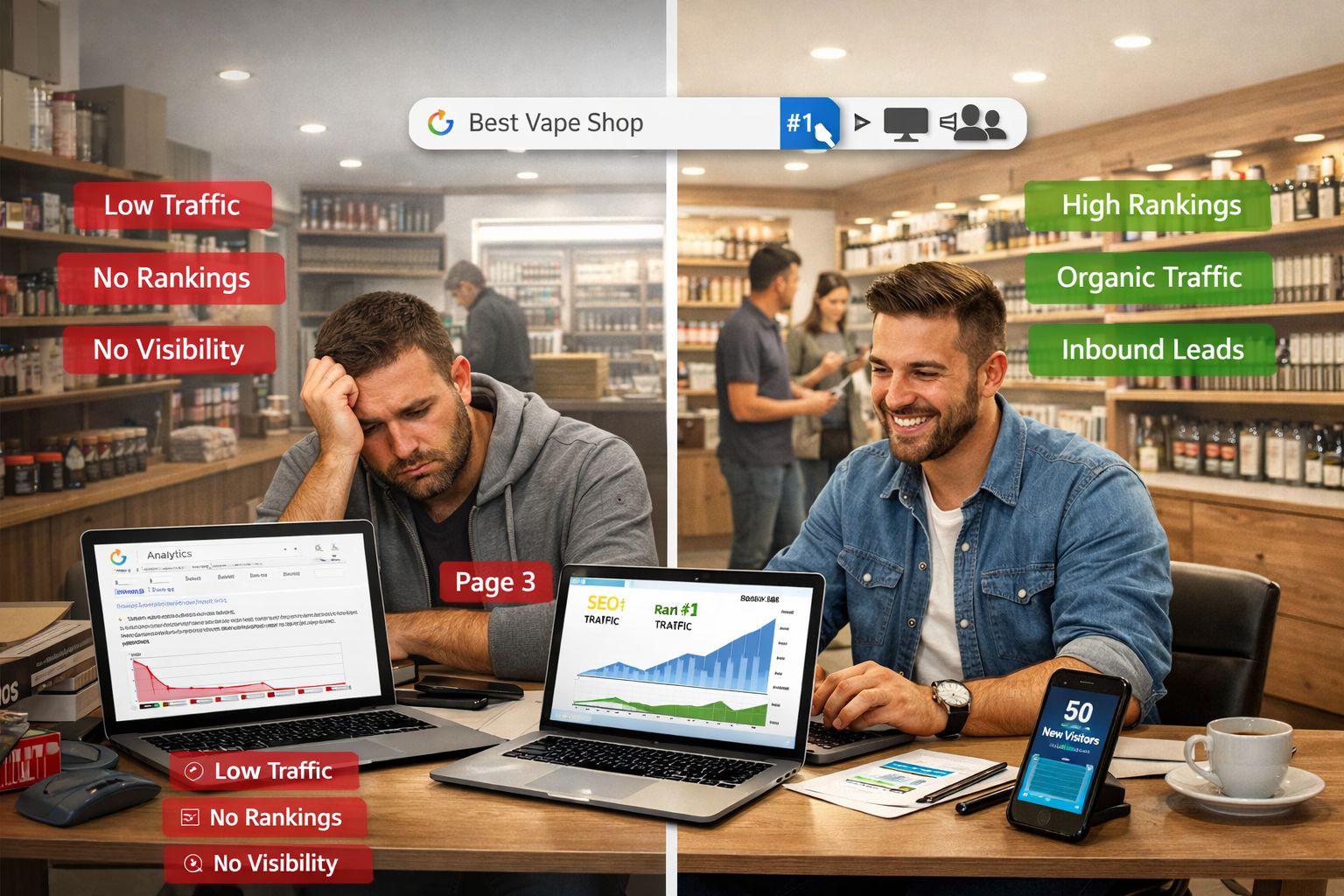 Vape shop website design for converting customers